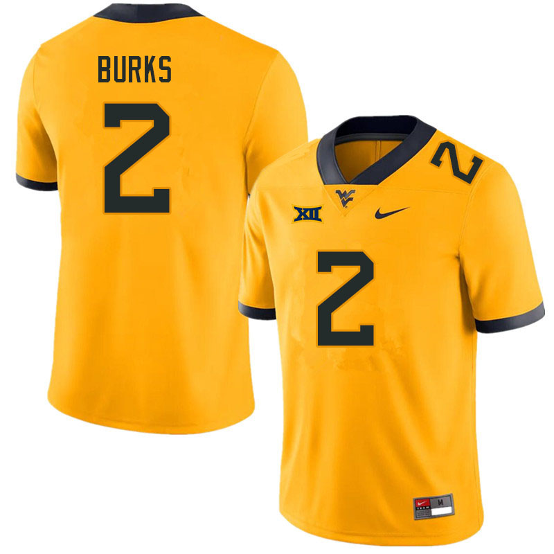 Men #2 Aubrey Burks West Virginia Mountaineers College Football Jerseys Sale-Gold - Click Image to Close